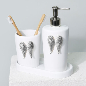 Wings Banyo Seti Beyaz Gümüş - TepeHome (1)