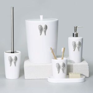 Wings Banyo Seti Beyaz Gümüş - TepeHome