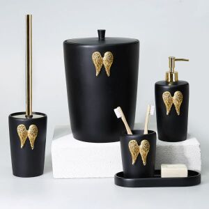 Wings Banyo Seti Siyah Altın - TepeHome