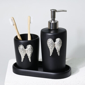 Wings Banyo Seti Siyah Gümüş - TepeHome (1)