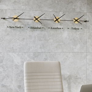Worldclock4 Gold Siyah Duvar Saati - 4