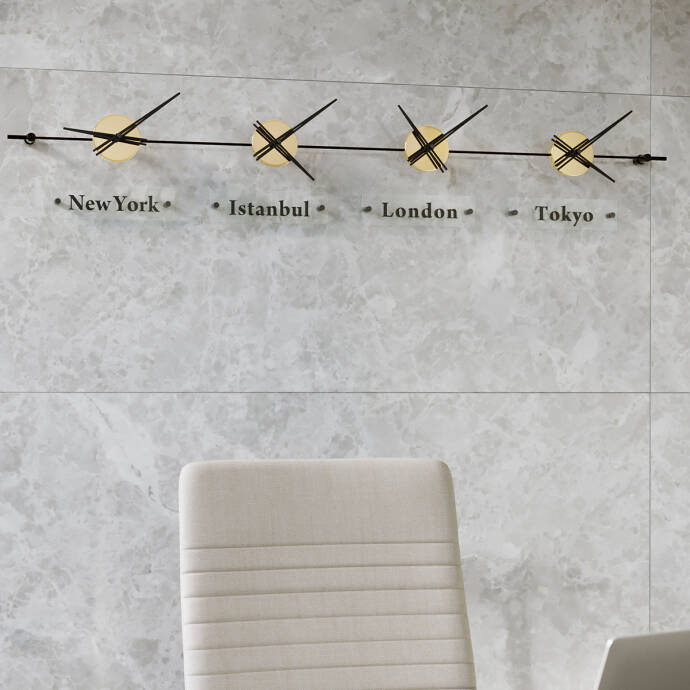 Worldclock4 Gold Siyah Duvar Saati - 4
