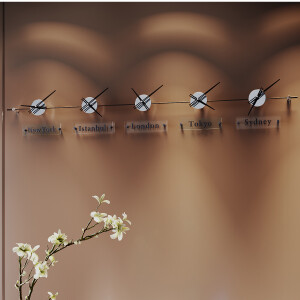 Worldclock5 Silver Duvar Saati - TepeHome