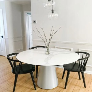 Woven Gri Yemek Masası Beyaz Mermer - 2