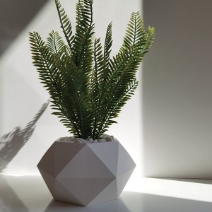 Yapay Çiçekli Dekoratif Beton Saksı 1 - 3