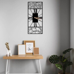 Yaprak Desenli Metal Duvar Saati 60x90 - TepeHome