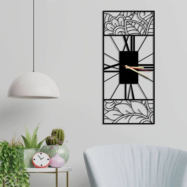 Yaprak Desenli Metal Duvar Saati 60x90 - 2