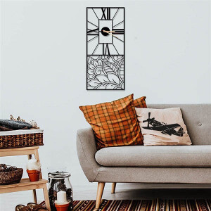 Yaprak Desenli Metal Duvar Saati 60x90 - TepeHome