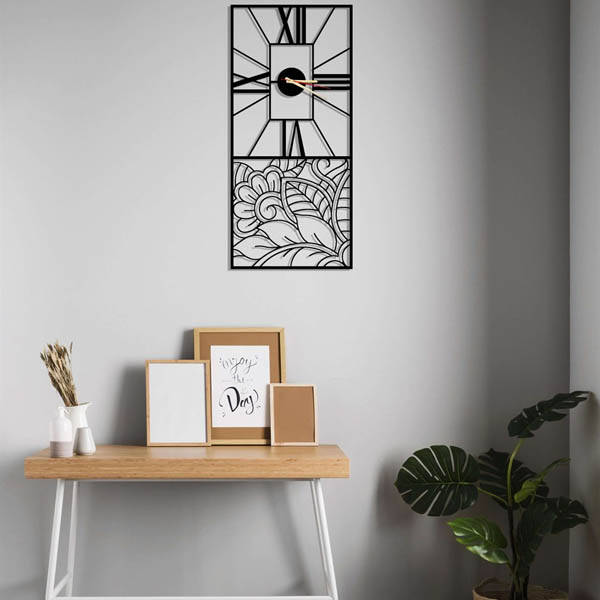 Yaprak Desenli Metal Duvar Saati 60x90 - 2