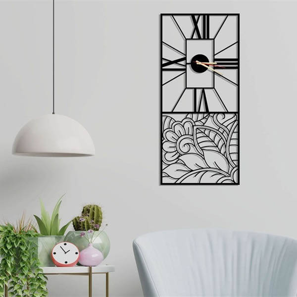 Yaprak Desenli Metal Duvar Saati 60x90 - 3