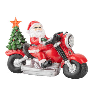 Işıklı Kırmızı Motosikletli Noel Baba - TepeHome