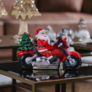 Işıklı Kırmızı Motosikletli Noel Baba - TepeHome (1)